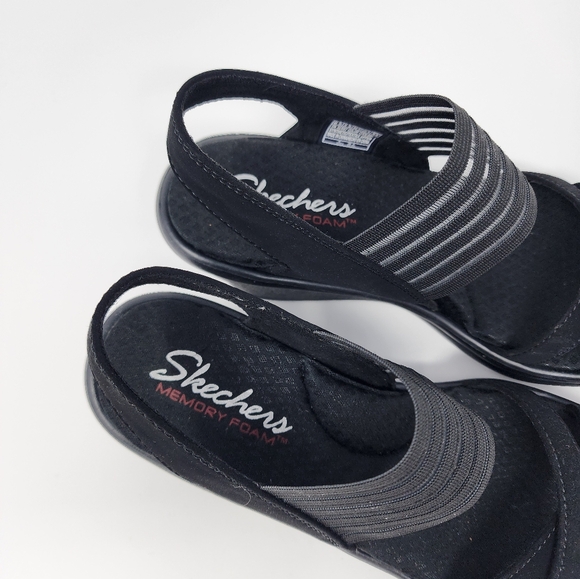 Sketchers Memory Foam Rumblers Sci-Fi Style Black Wedges - Picture 5 of 9